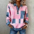 Amanda | Sweatshirt vintage com padrão xadrez