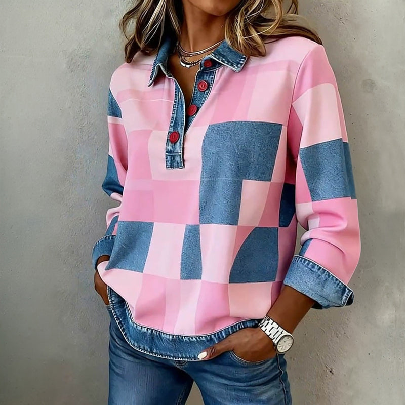 Amanda | Sweatshirt vintage com padrão xadrez