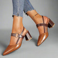Fernanda – Sapatos Elegantes de Salto com Detalhe Dourado