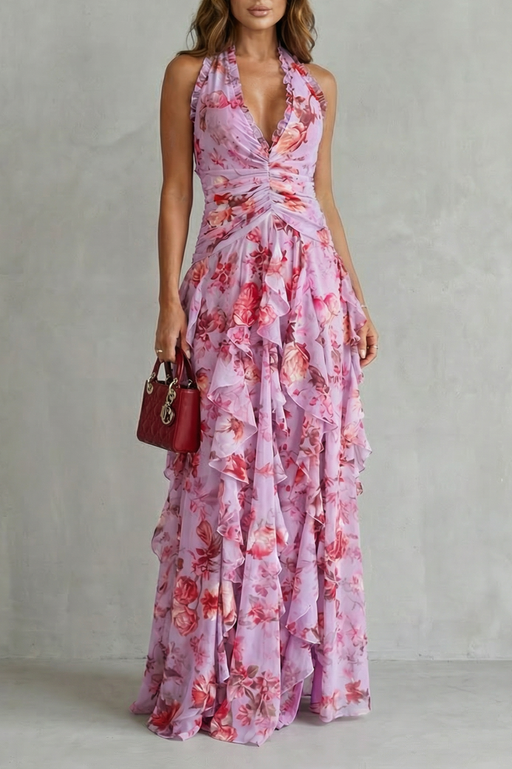 Cláudia – Vestido Maxi Floral Elegante