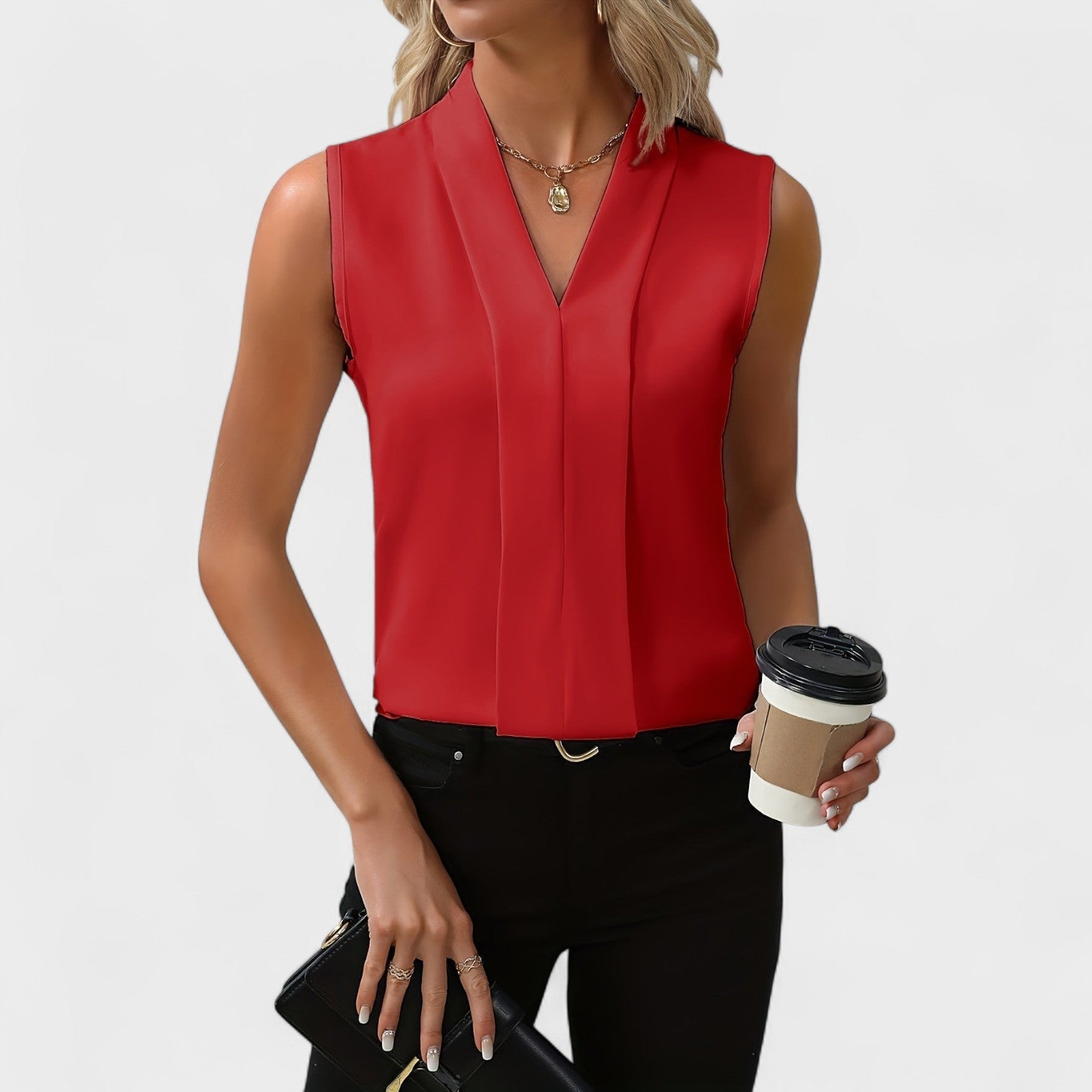 Julia - Blusa sem mangas com decote em V