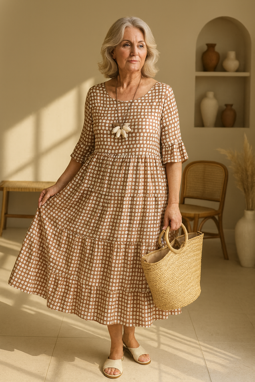 Cecília | Vestido Midi de Manga Curta