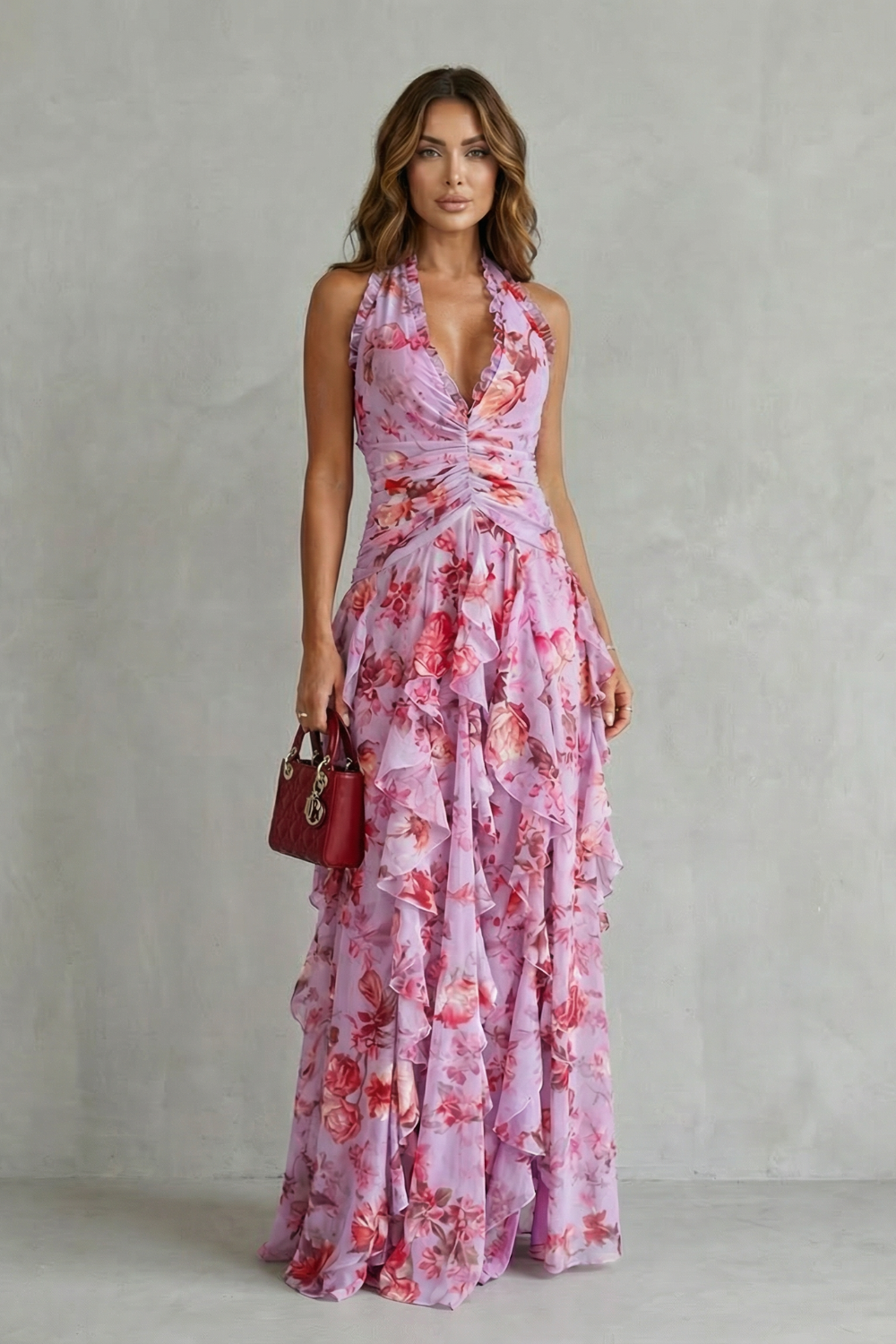 Cláudia – Vestido Maxi Floral Elegante