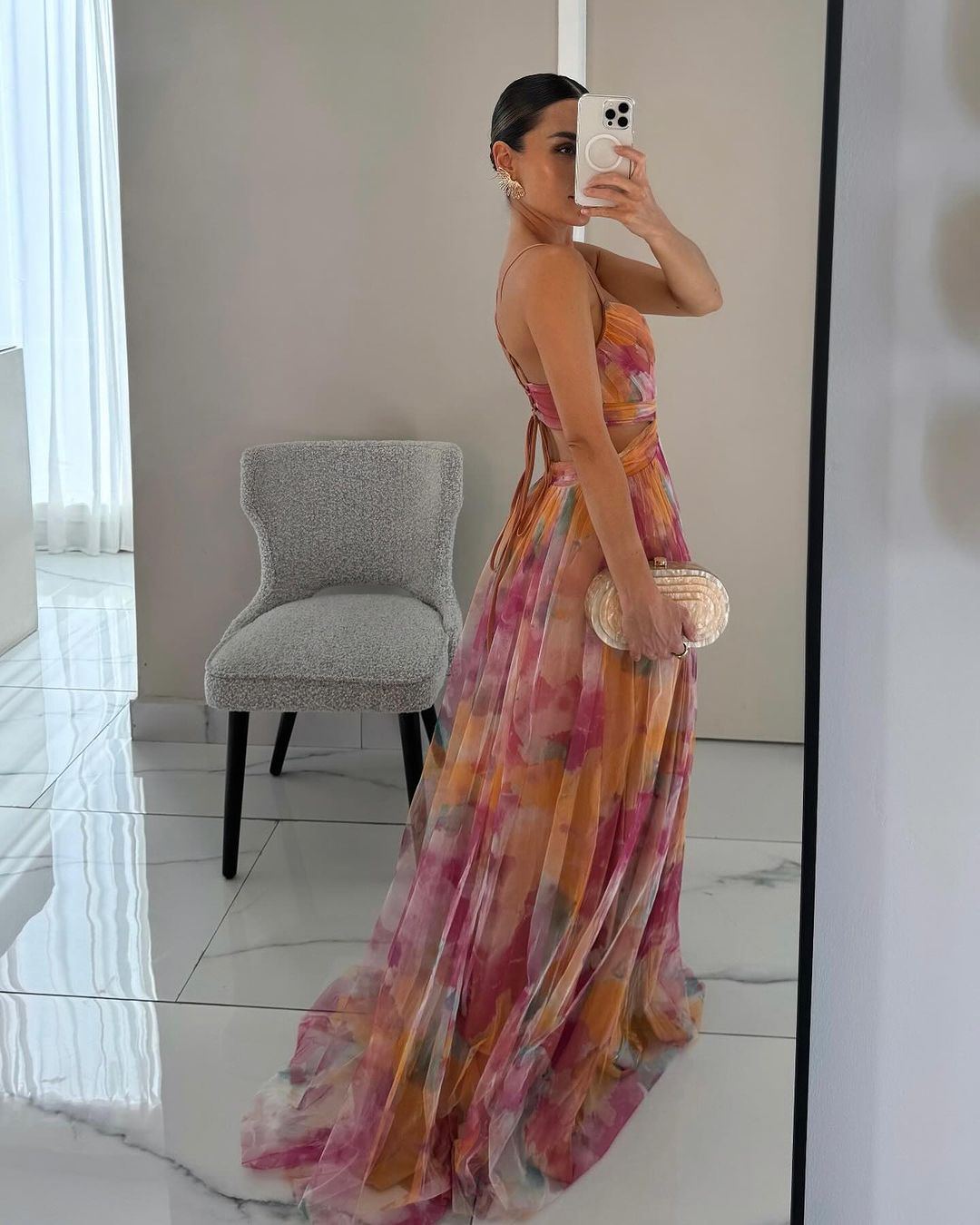 Gisela | Vestido comprido encantador com padrão floral