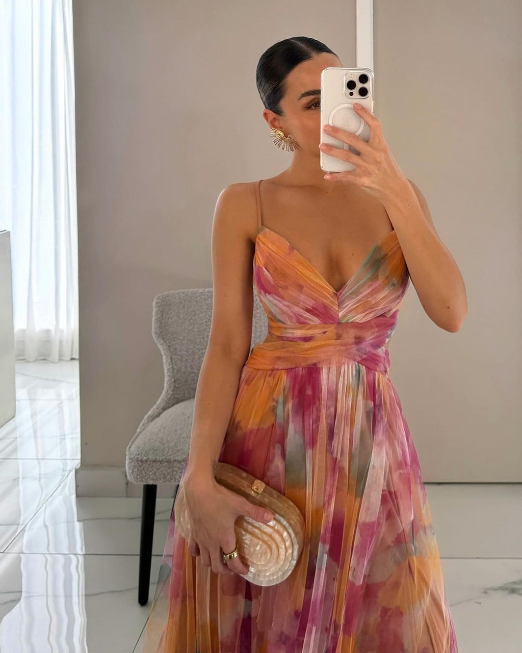 Gisela | Vestido comprido encantador com padrão floral
