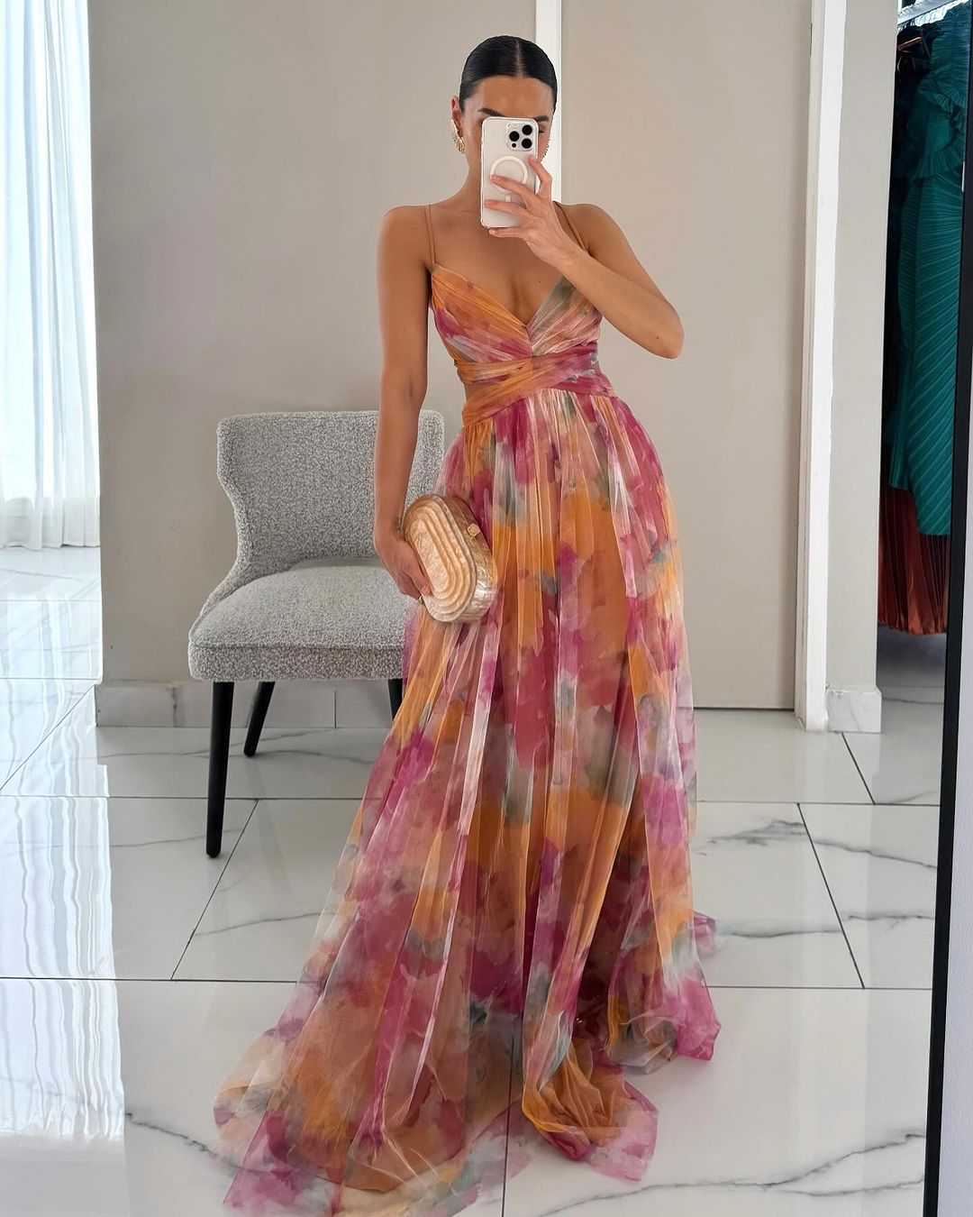 Gisela | Vestido comprido encantador com padrão floral
