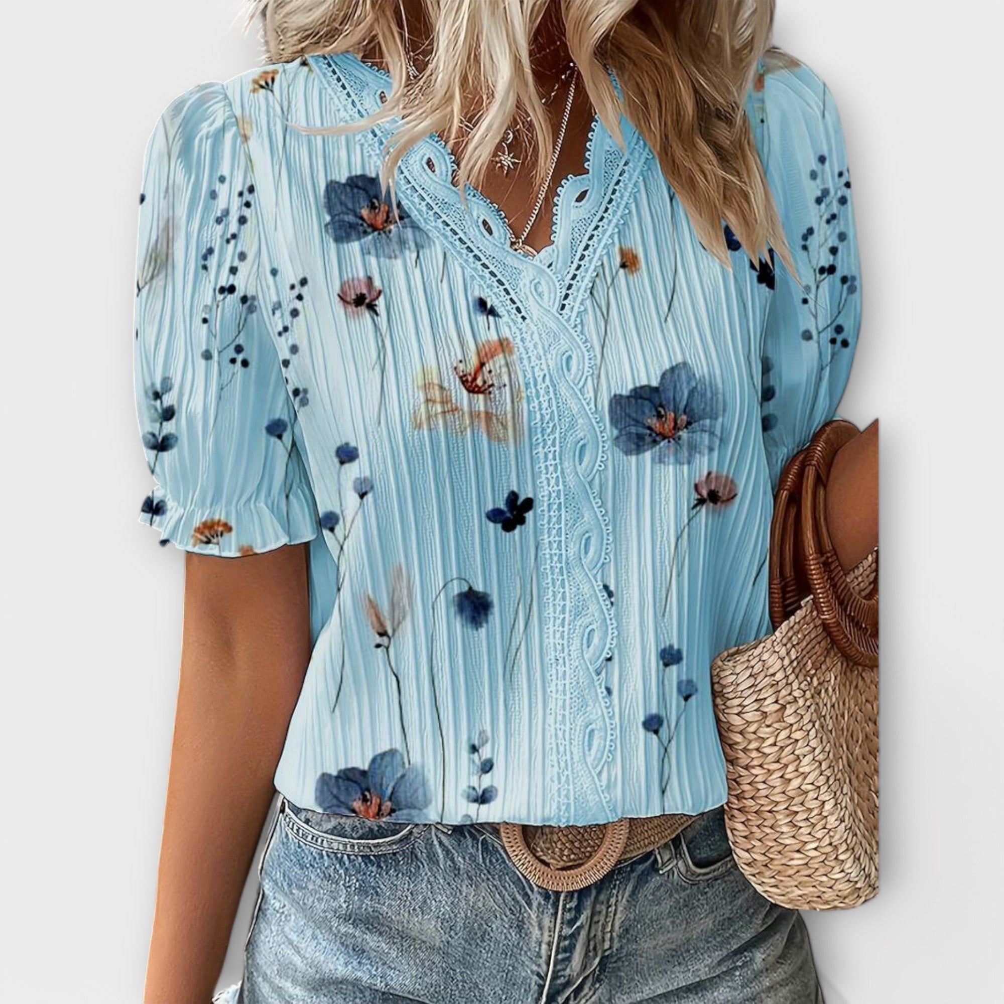 Bruna - Blusa elegante com um decote pontiagudo