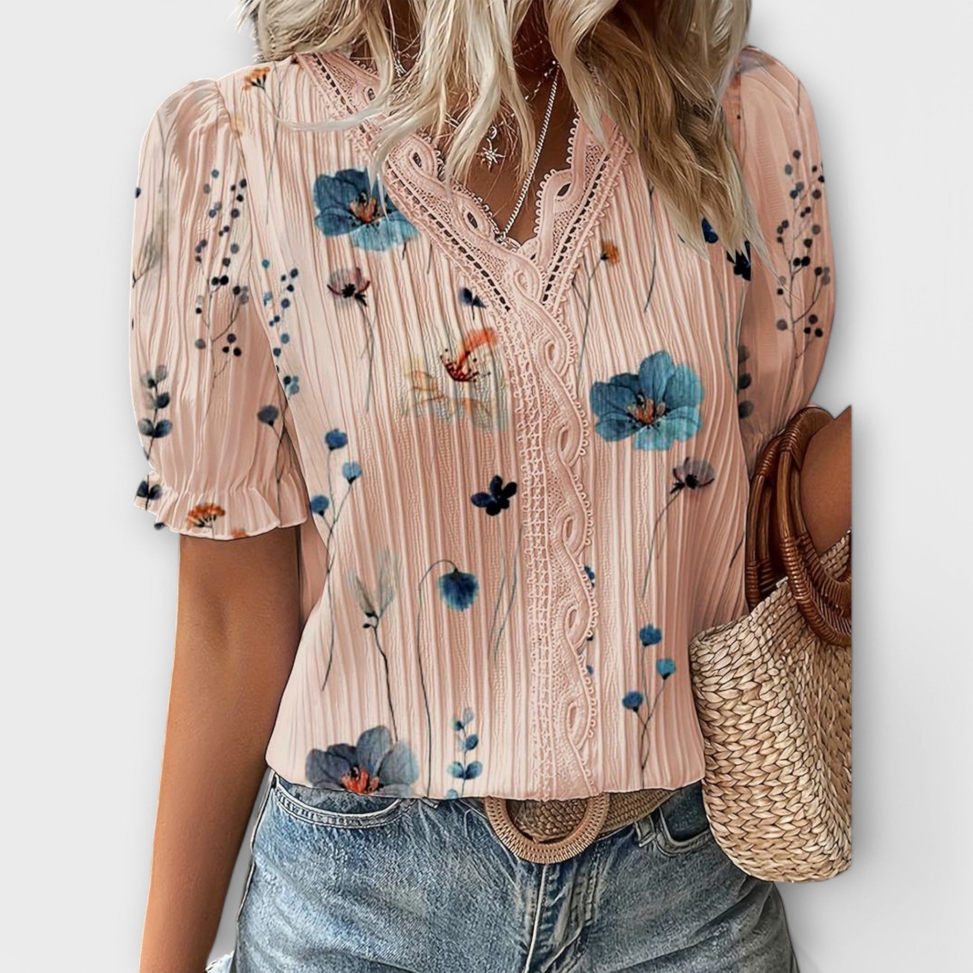 Bruna - Blusa elegante com um decote pontiagudo