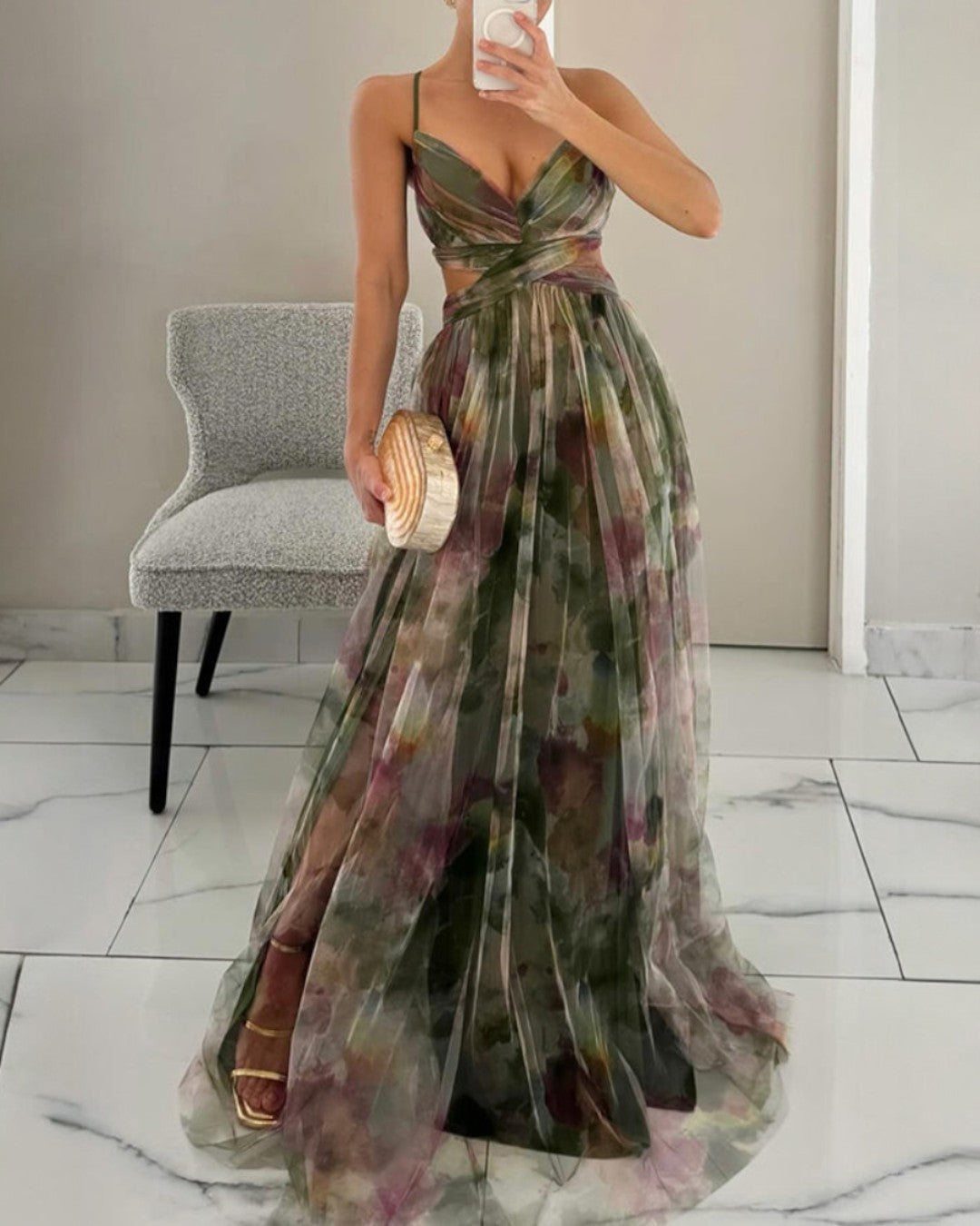 Gisela | Vestido comprido encantador com padrão floral