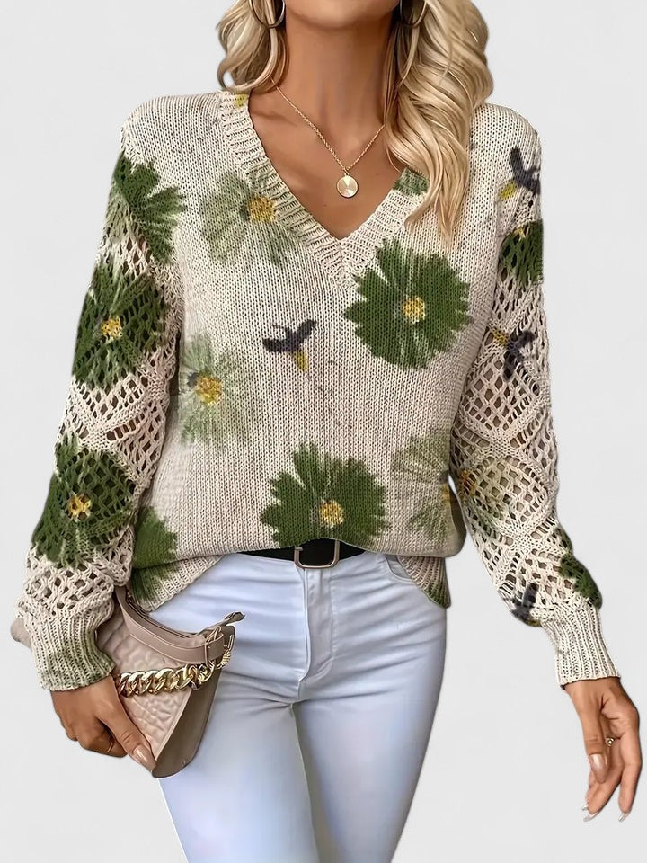 Catarina - Camisola de malha com padrão floral