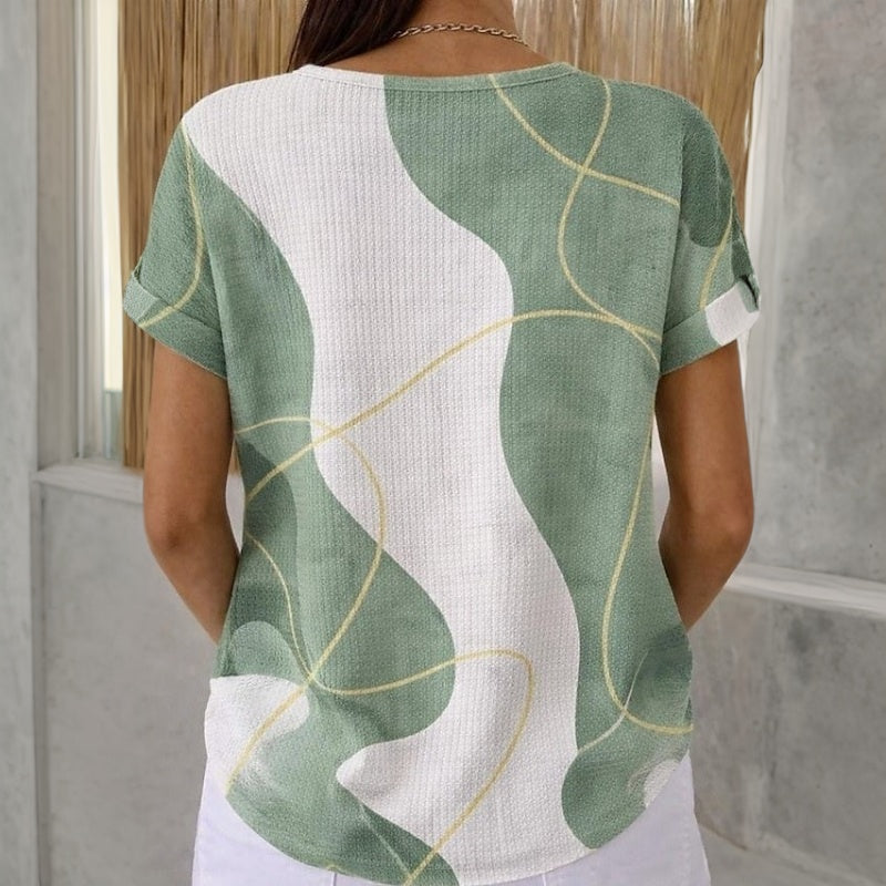 Rita – Blusa Casual com Padrão Moderno