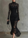 Veronica | Vestido maxi preto em renda