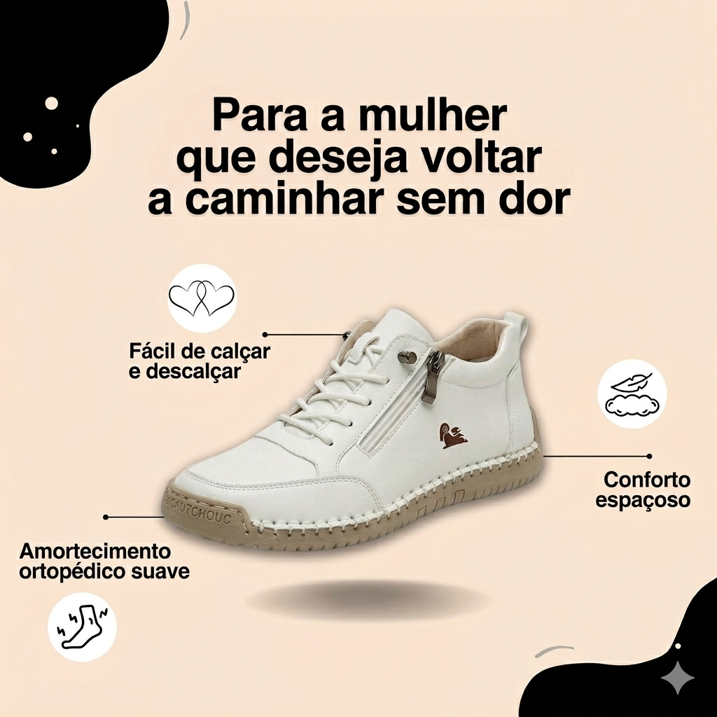 Lara – Ténis ortopédicos confortáveis com fecho éclair