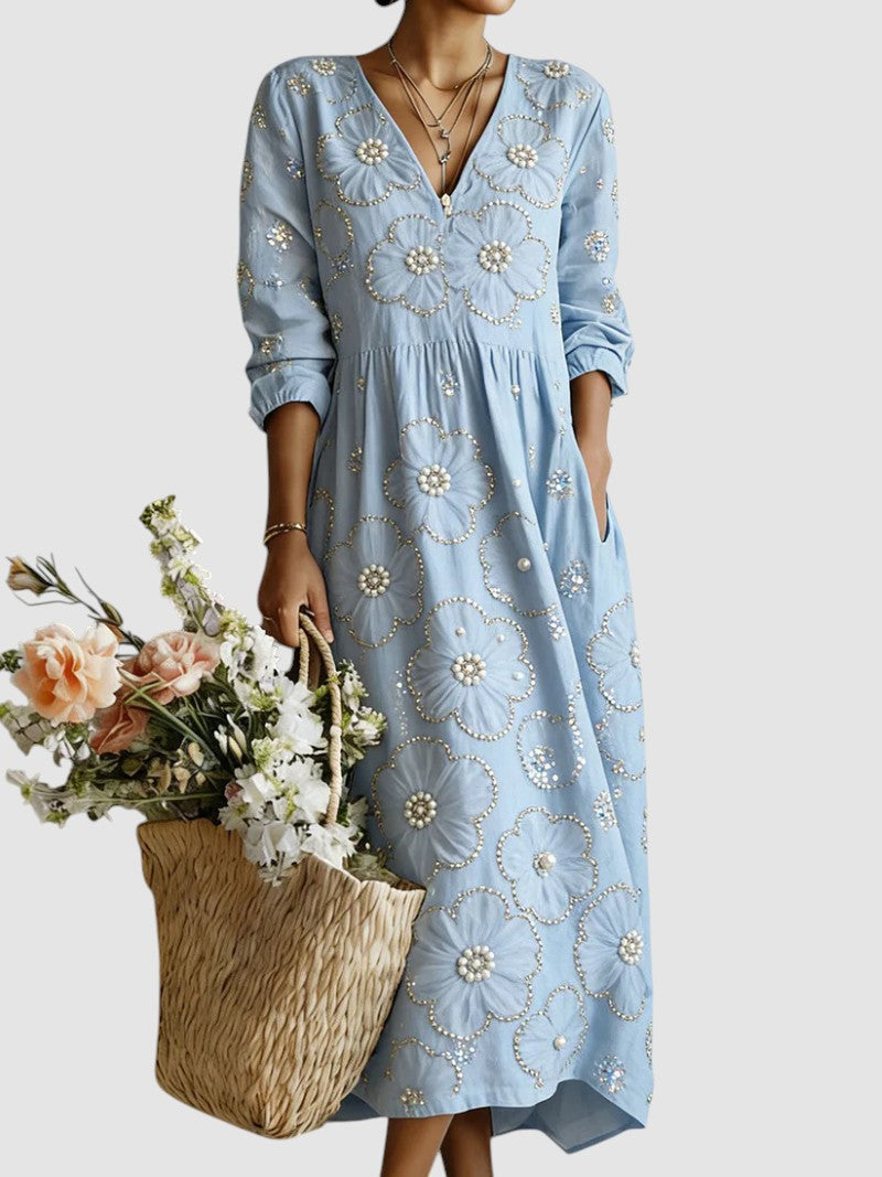 Helena – Vestido Midi Floral Elegante