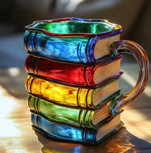 Iara | Caneca artesanal colorida em forma de livro
