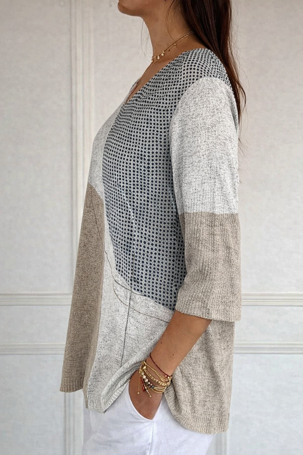 Teresa – Camisola Casual com Padrão Geométrico