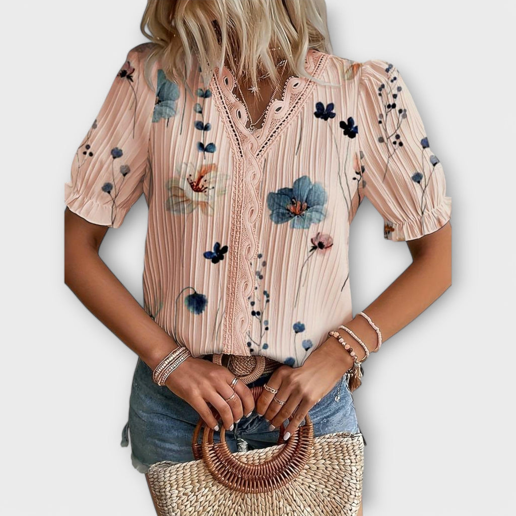 Bruna - Blusa elegante com um decote pontiagudo