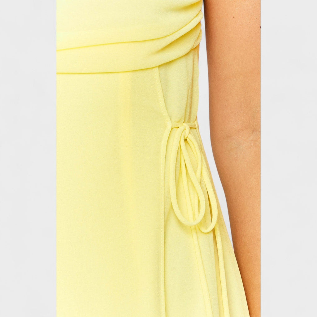 Flossie - Vestido maxi amarelo com laço lateral