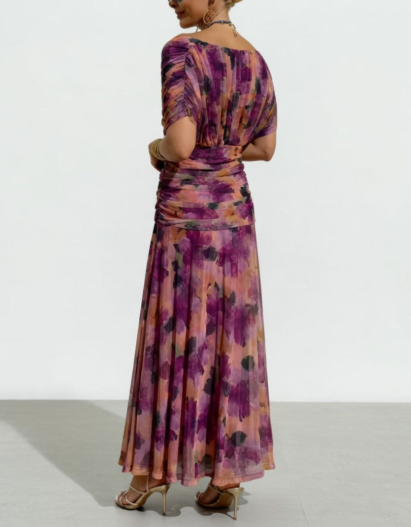 Floribela | Vestido Longo Floral com Decote em V