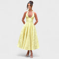 Halina - Vestido midi com espartilho e folhos