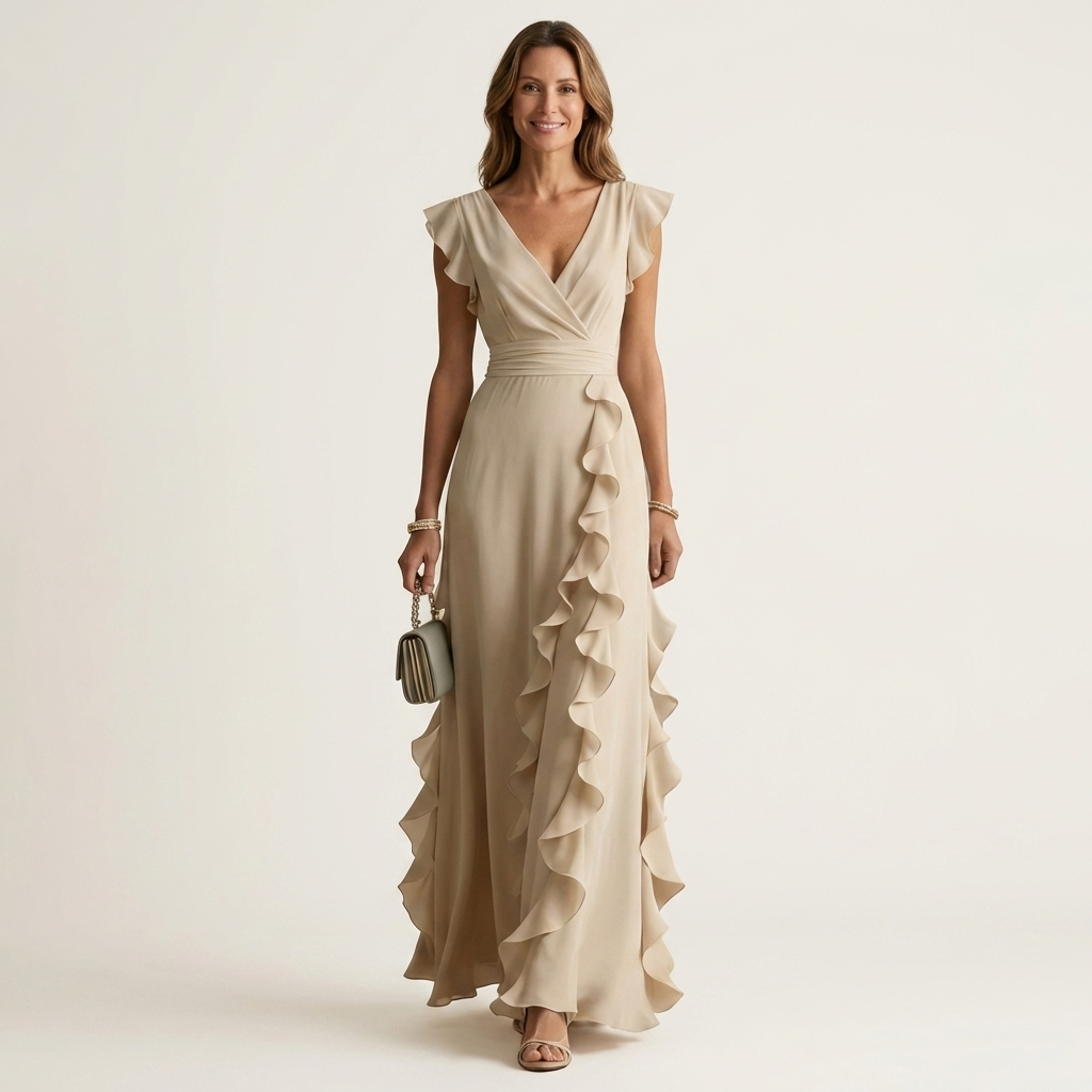 Sofia – Vestido Maxi Elegante com Folhos