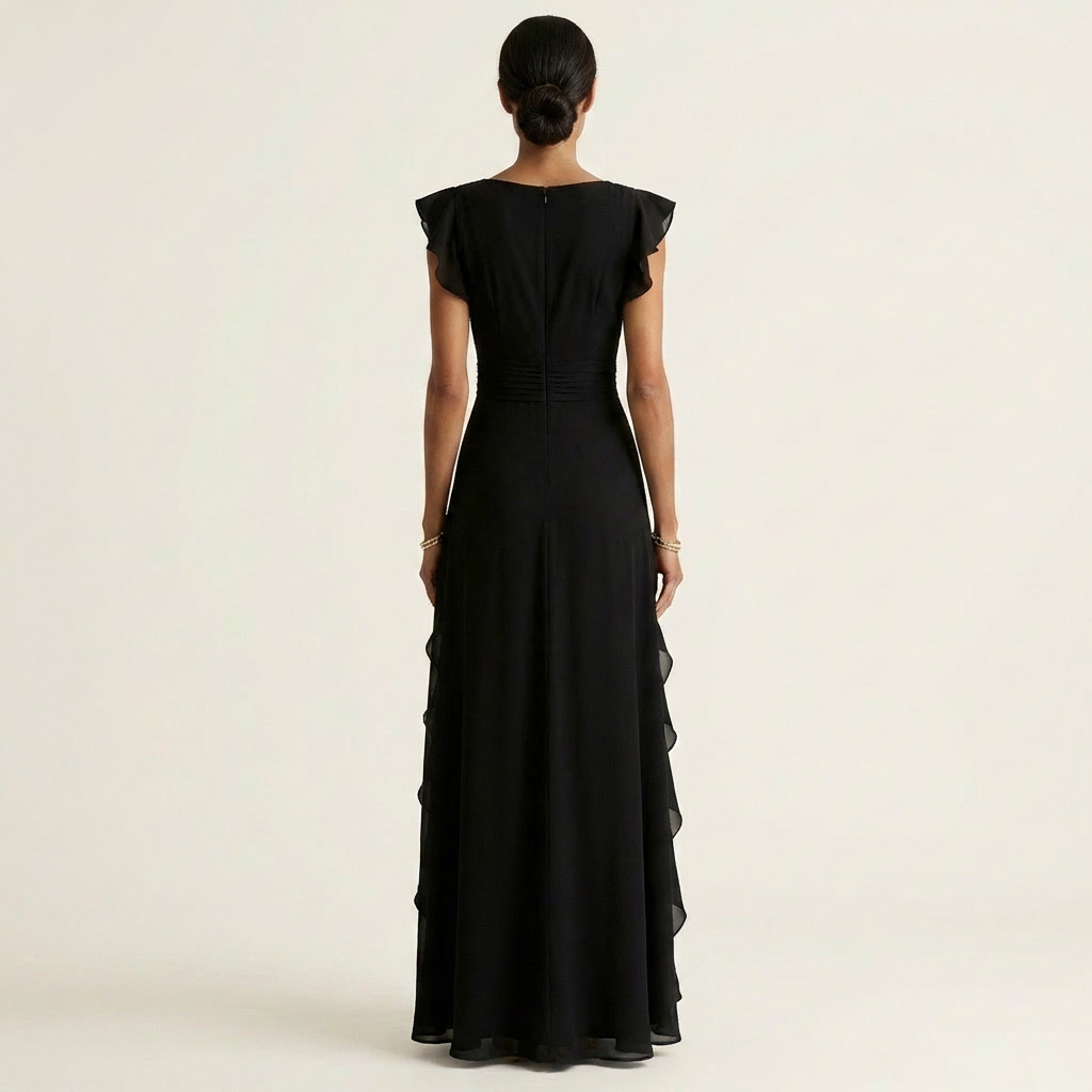 Sofia – Vestido Maxi Elegante com Folhos