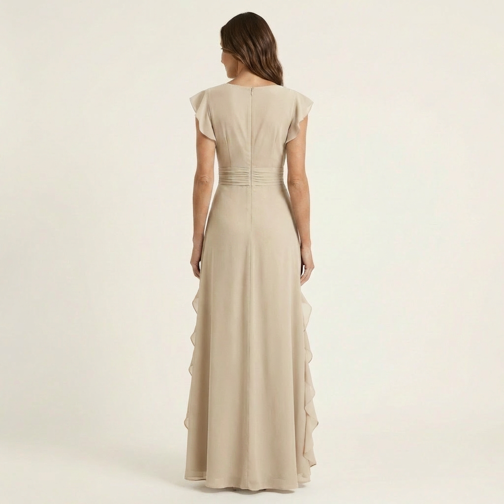 Sofia – Vestido Maxi Elegante com Folhos