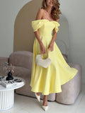 Isadora | Vestido Maxi Elegante com Ombros À Mostra e Drapeado