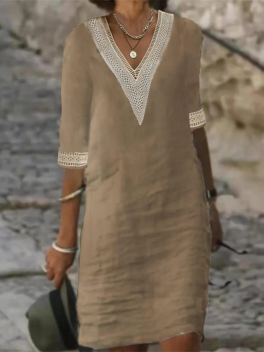 Camila - Vestido Casual de Algodão e Linho