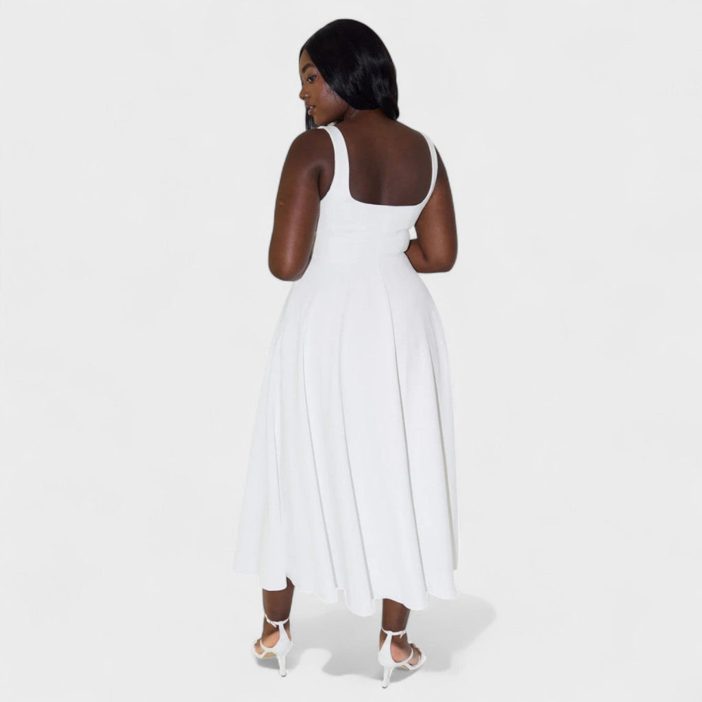 Maribel - Vestido Midi com decote quadrado