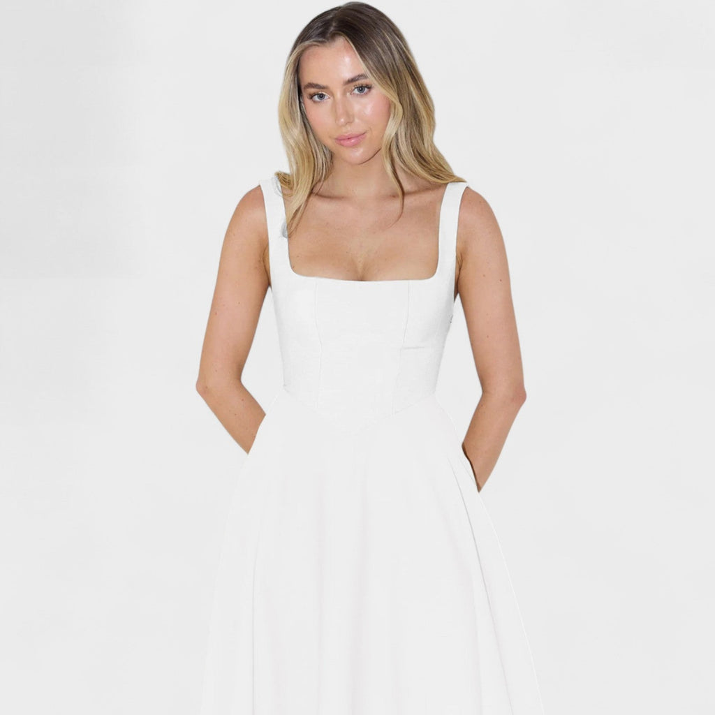 Maribel - Vestido Midi com decote quadrado