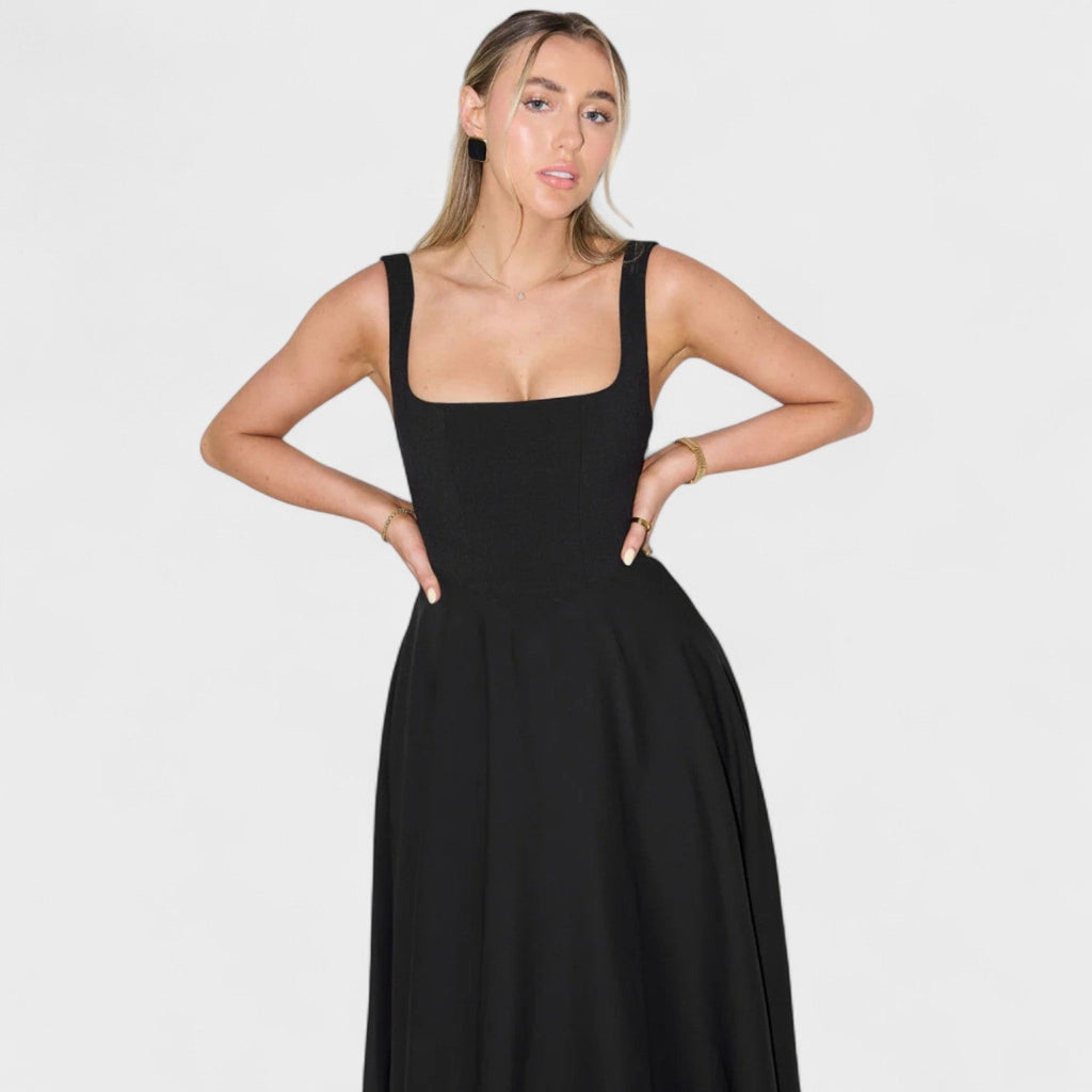 Maribel - Vestido Midi com decote quadrado
