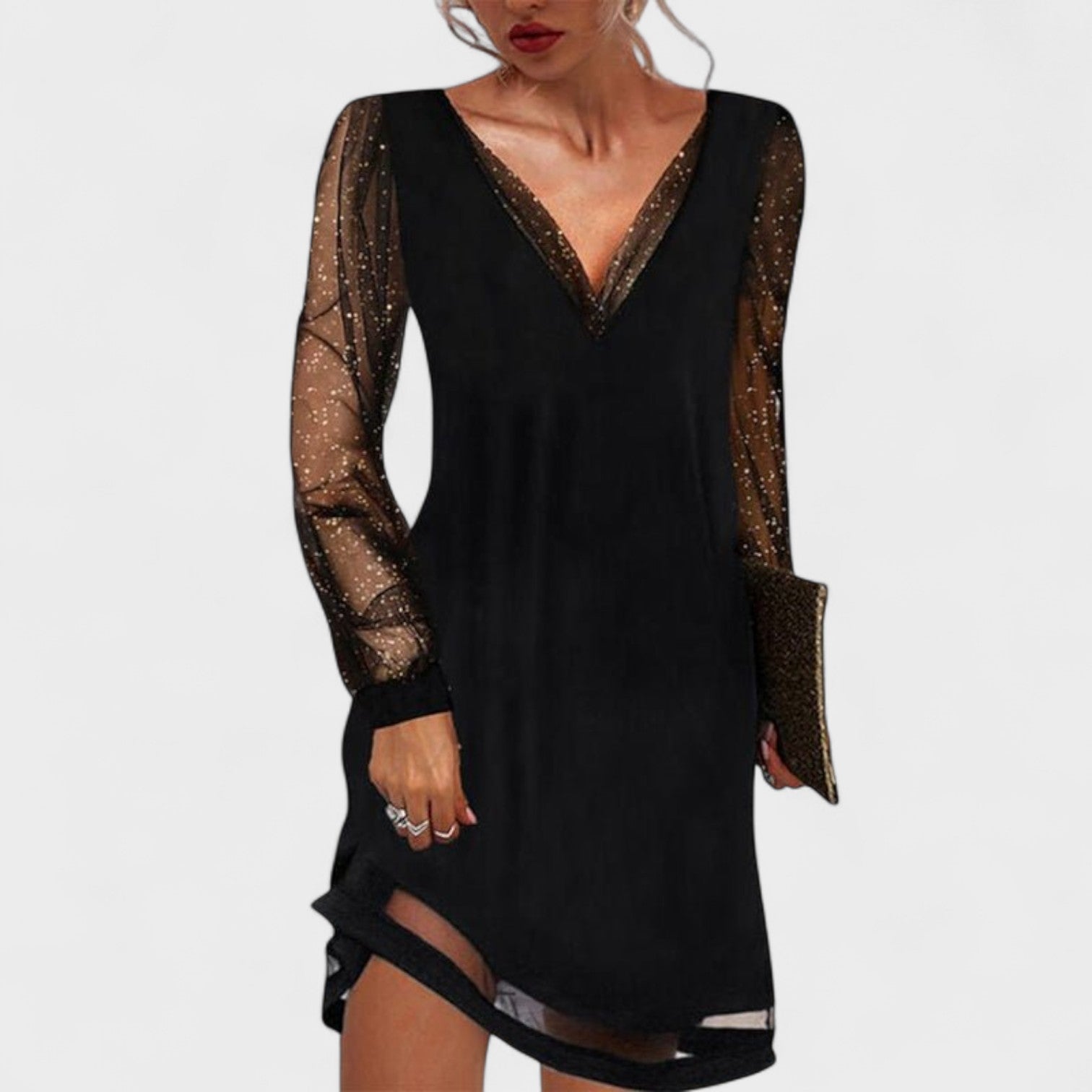 Matilda - Vestido de noite com mangas transparentes