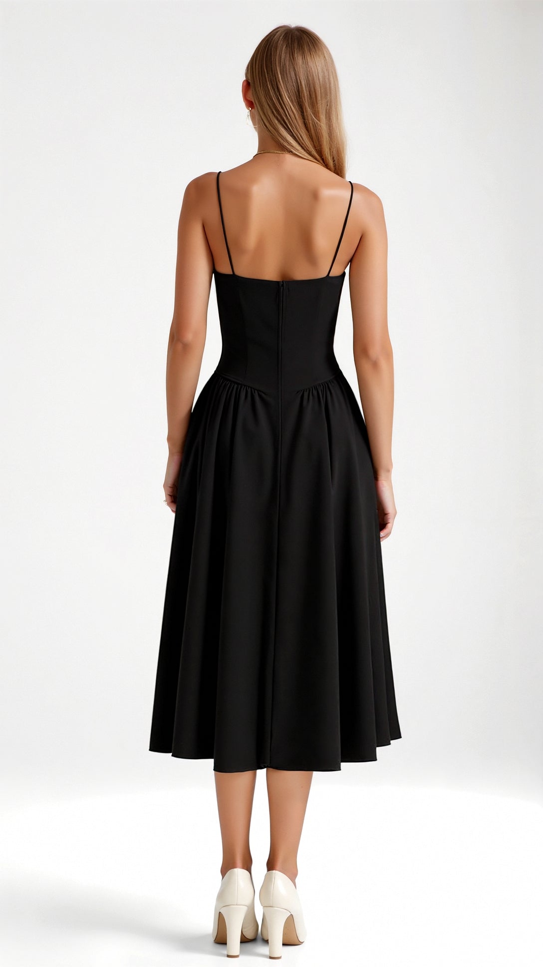 Odette Élégance | Vestido midi com corpete estruturado