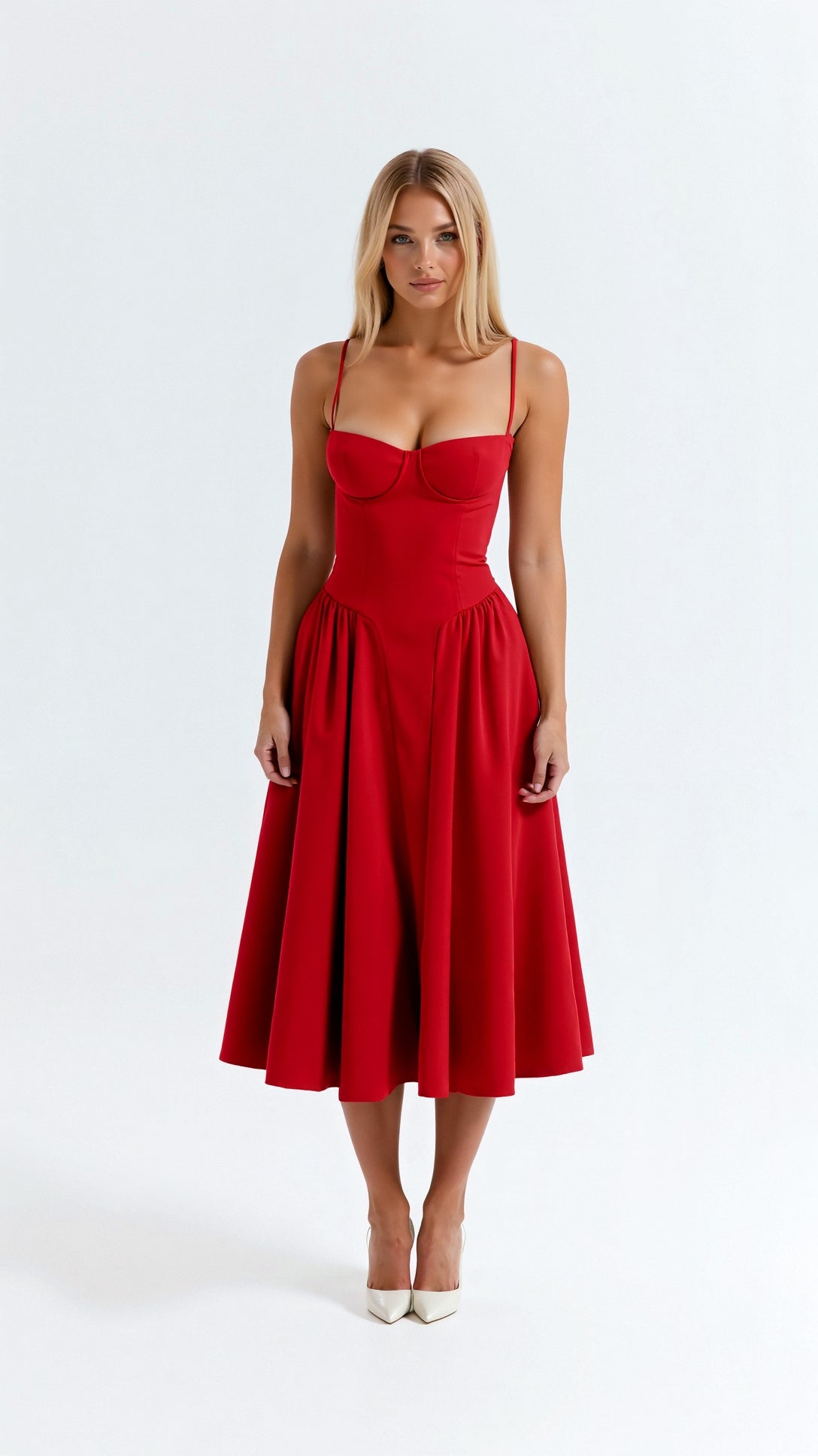 Odette Élégance | Vestido midi com corpete estruturado