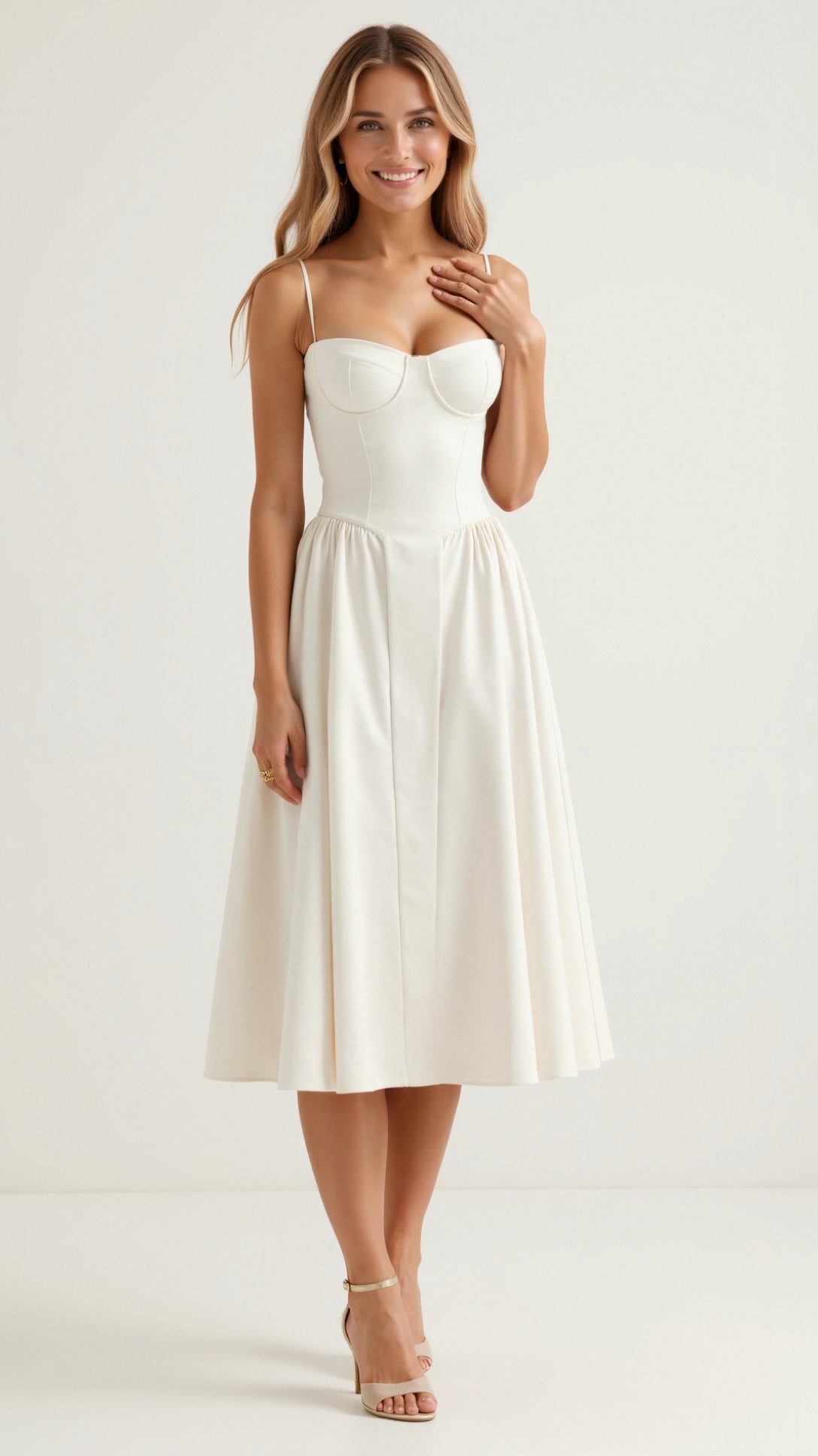 Odette Élégance | Vestido midi com corpete estruturado
