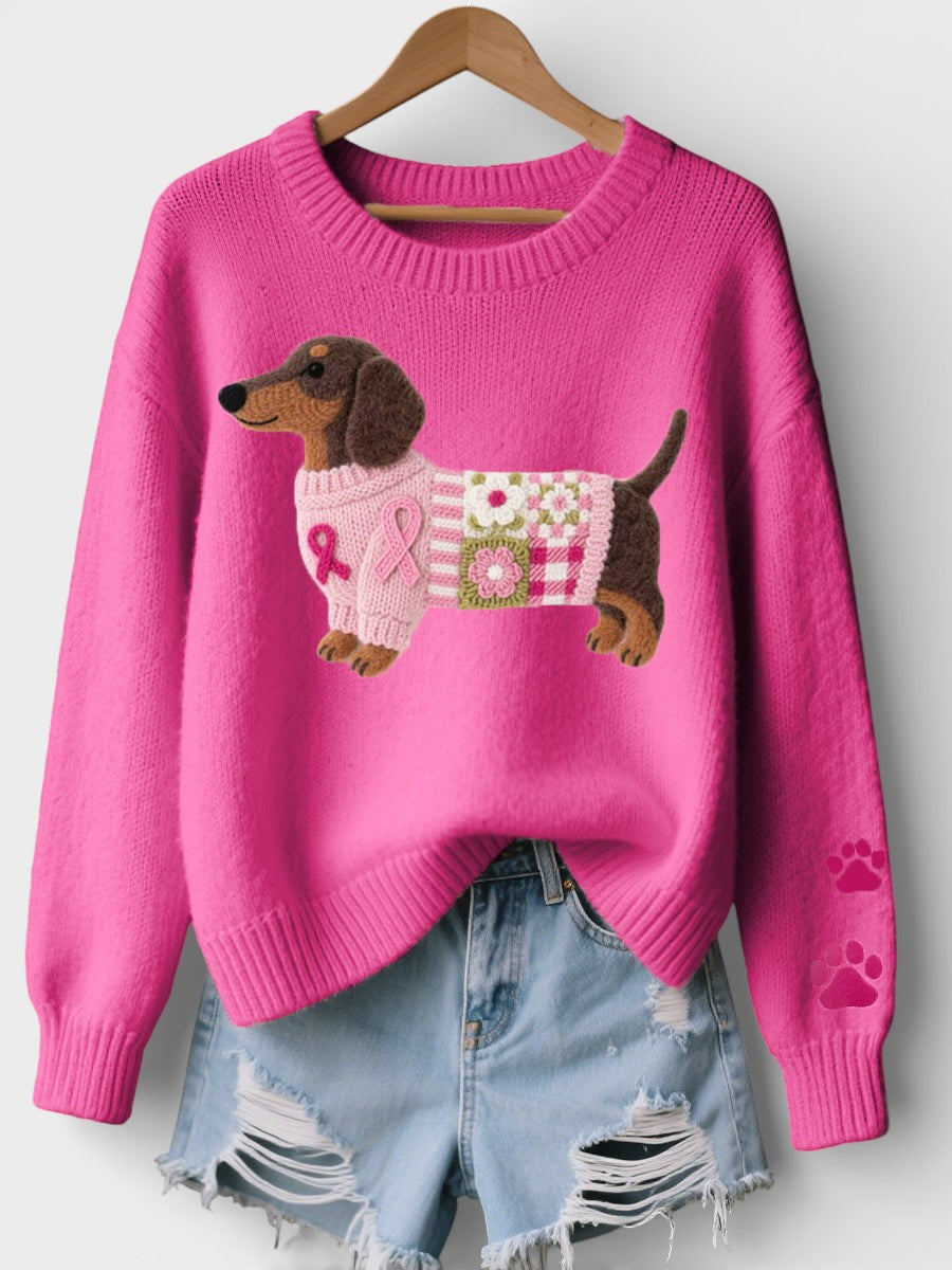 Irene | Suéter de tricô com dachshund de feltro em lã