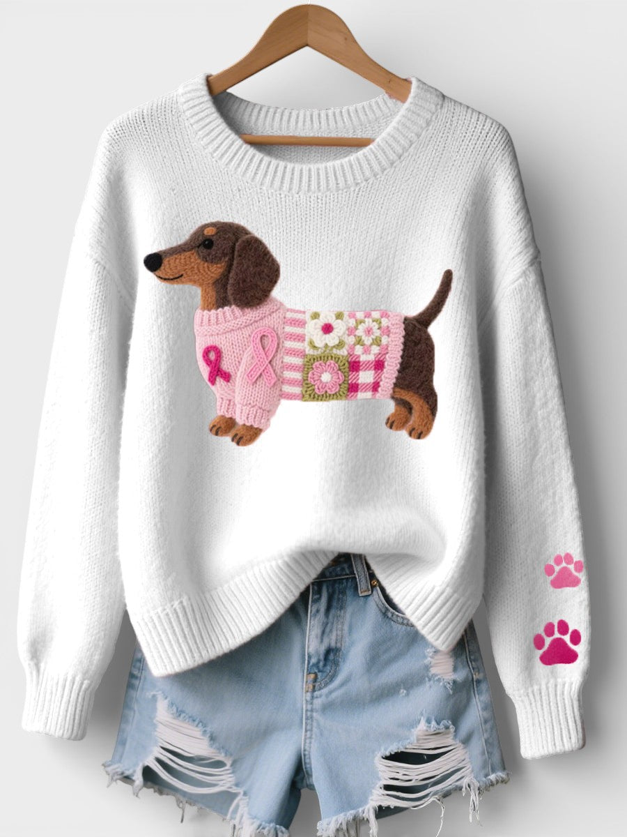 Irene | Suéter de tricô com dachshund de feltro em lã