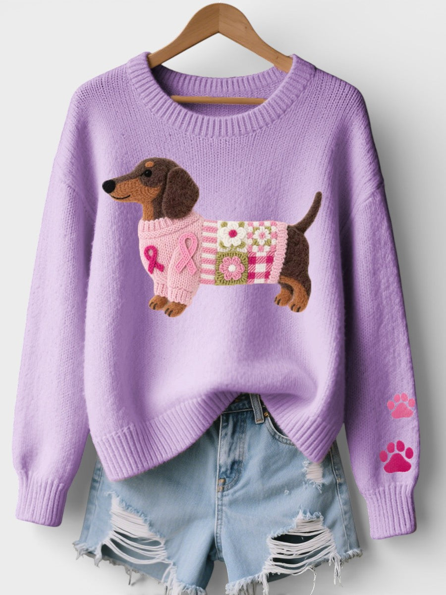 Irene | Suéter de tricô com dachshund de feltro em lã