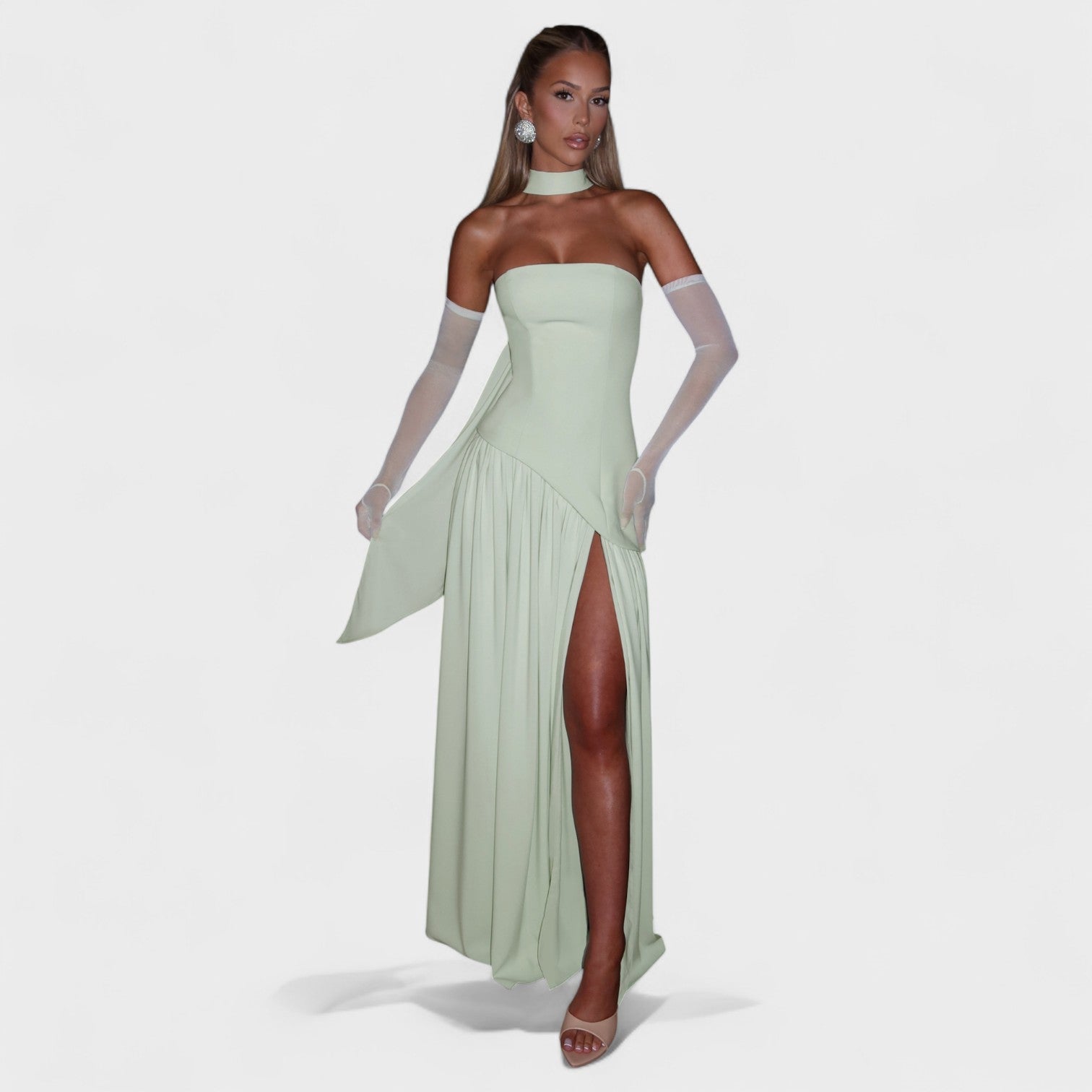 Vestido Maliyah - Corte assimétrico Hortelã