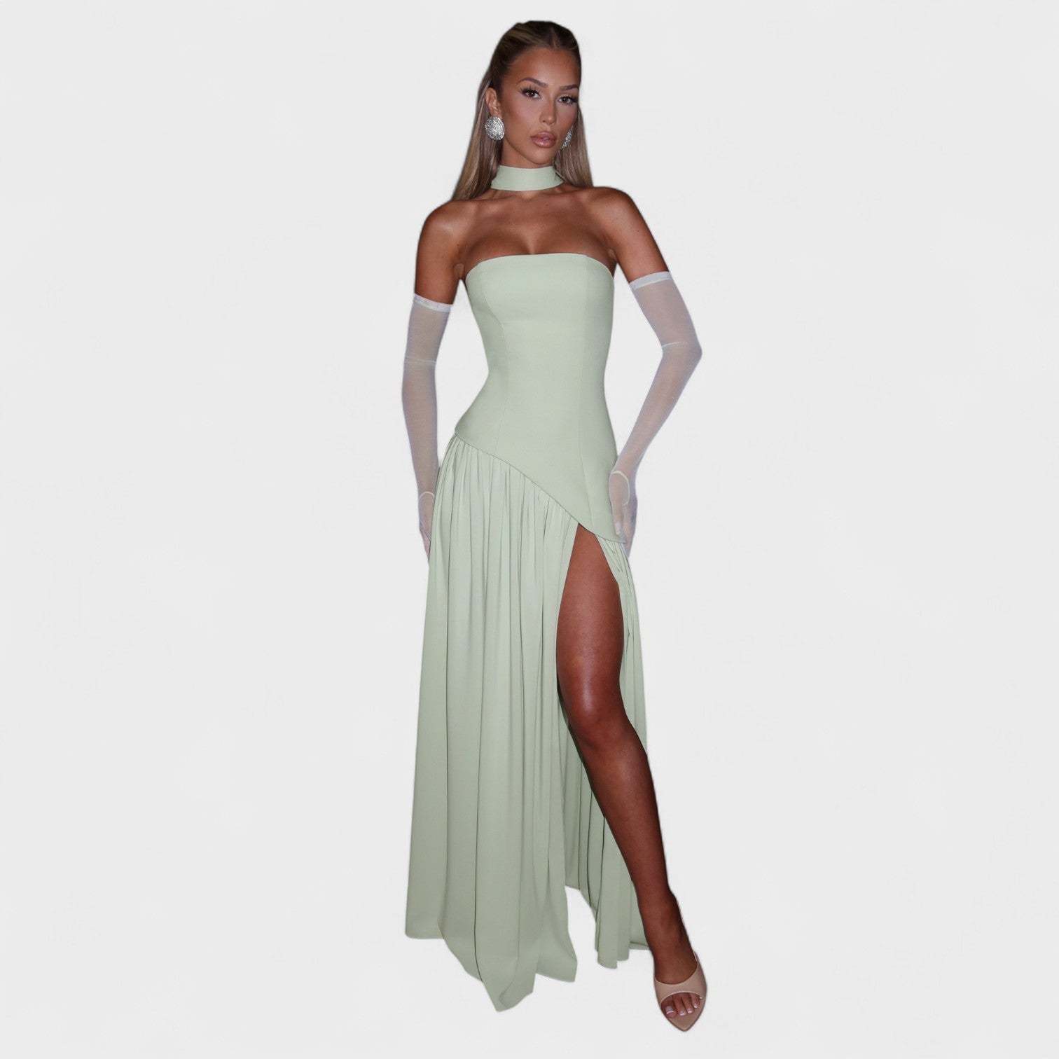 Vestido Maliyah - Corte assimétrico Hortelã
