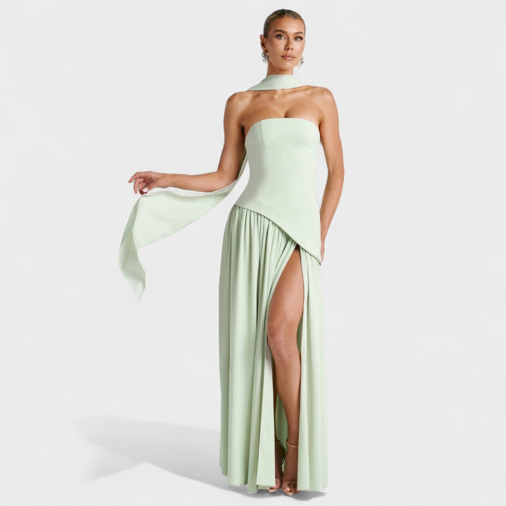 Vestido Maliyah - Corte assimétrico Hortelã